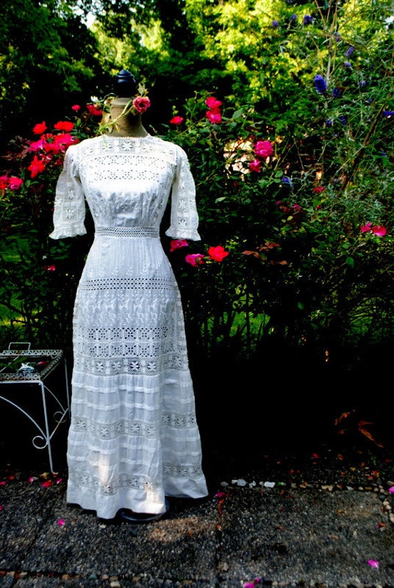 ワンピース Nodress Cotton Dress White Nodress White Lace Trim Pleated Cotton Dress – Nφdress