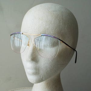 Mod vintage 70s, aviator , women's, optical, asymmetric lenses eye glasses with a blush blue shades. image 5