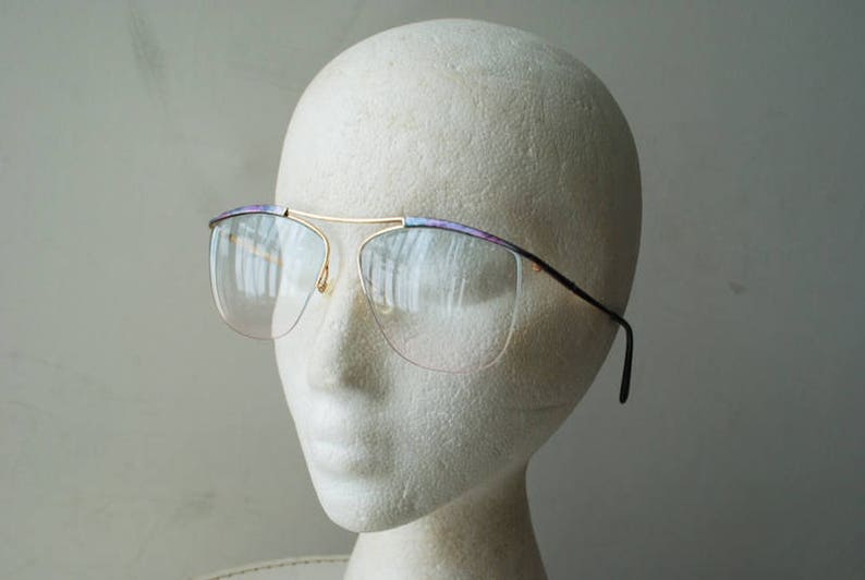 Mod vintage 70s, aviator , women's, optical, asymmetric lenses eye glasses with a blush blue shades. image 5