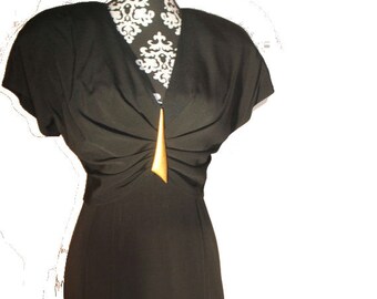 Glamour vintage 80s black, art deco, evening short dress . Made by Constance Saunders for Richard Warren .Size 8.