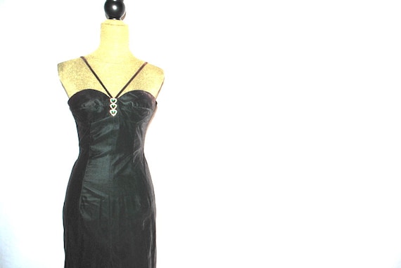 Glamour vintage 70s deep forest green velvet, max… - image 1