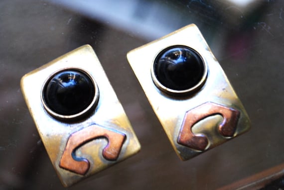 1960  vintage , mod style , rectangular  bronze c… - image 3