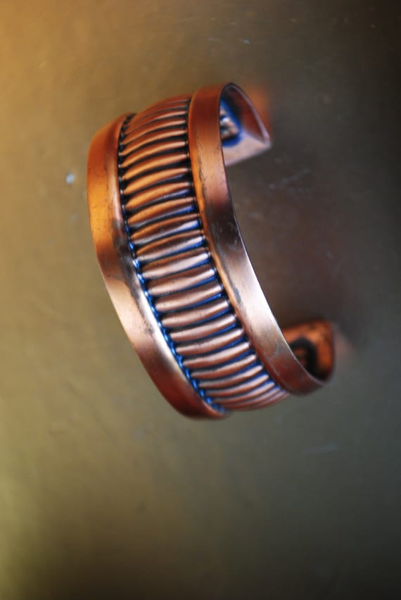 Modernist vintage 50s copper cuff bracelet. Made … - image 1