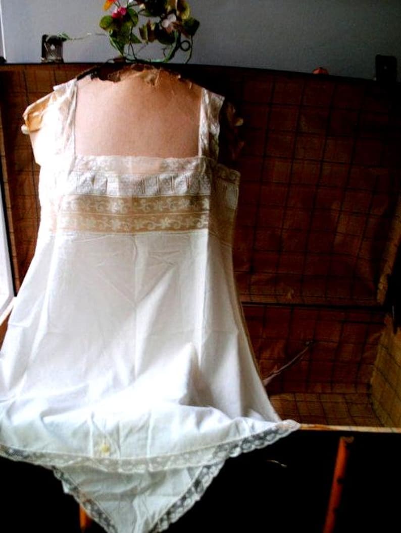 Victorian 1880s Cotton Lace Bodysuit, Antique Bridal Lingerie, Size 6 image 4