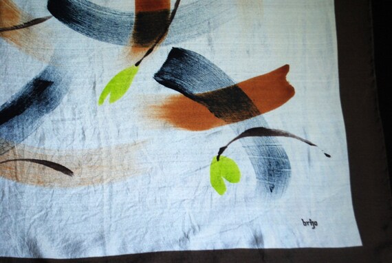 1980 vintage all silk scarf with  hand printed , … - image 7