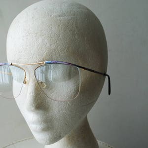 Mod vintage 70s, aviator , women's, optical, asymmetric lenses eye glasses with a blush blue shades. image 3