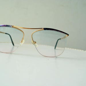 Mod vintage 70s, aviator , women's, optical, asymmetric lenses eye glasses with a blush blue shades. image 6