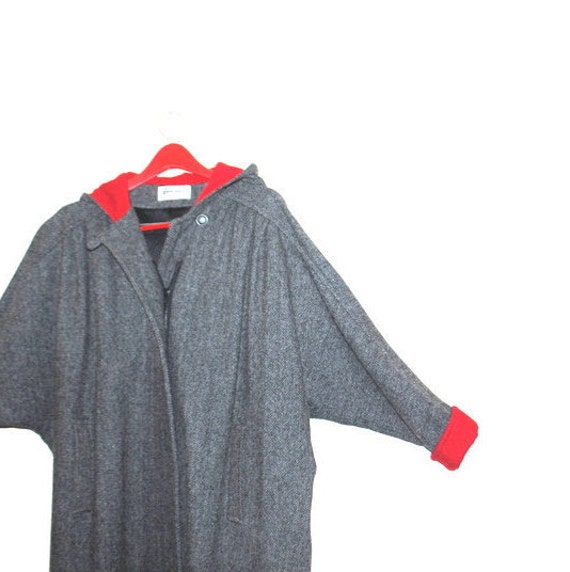 Stylish vintage 90s, gray, 70% wool , bat wings c… - image 10