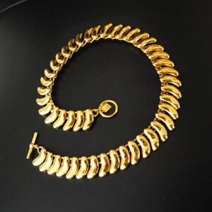 Vintage Anne Klein goudkleurige ketting met kraag, schakels halve maan