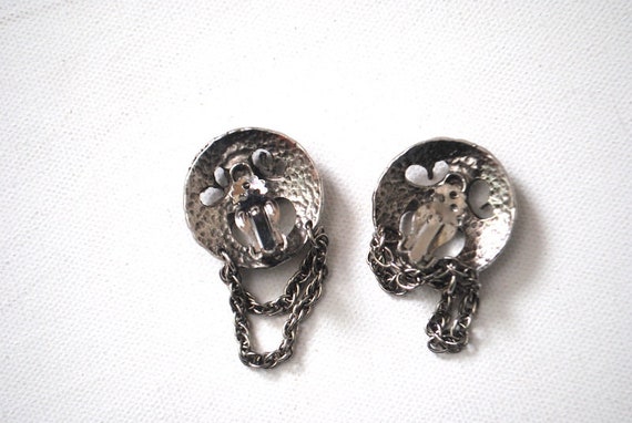 Dramatic vintage 50s, silver tone  textured metal… - image 7