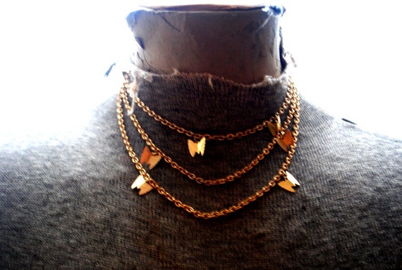 Vintage  1970, gold tone metal , three necklace i… - image 1