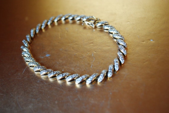 Wedding Vintage 80s Sterling Silver 925 R Bracelet With a Gold - Etsy