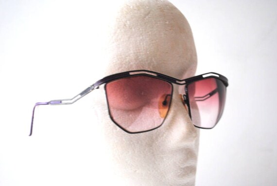 Vintage 1980 Aviator Sunglasses, Purple Optical S… - image 1