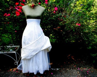 1970  vintage , white  crinoline , triple layers,  maxi  slip skirt- stretched  corset for the  wedding  bridal. By Merry  Modes.