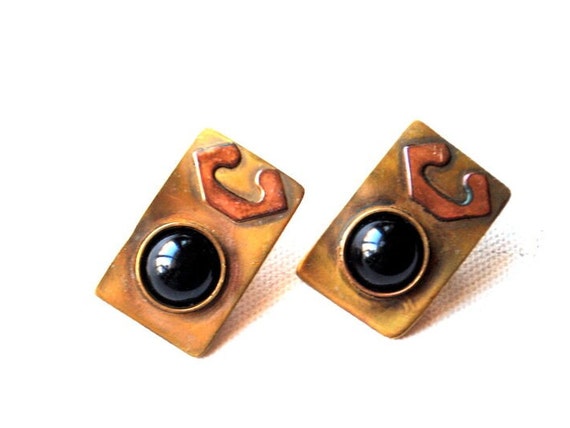 1960  vintage , mod style , rectangular  bronze c… - image 2