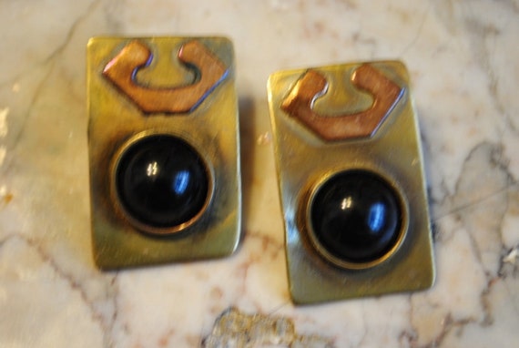 1960  vintage , mod style , rectangular  bronze c… - image 1