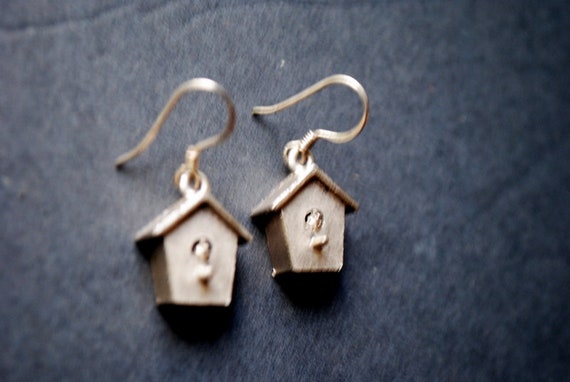 Cute vintage 90s, silver tone metal , birds house… - image 1