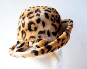 Vintage Adolfo 1960’s leopard print faux fur hat Vintage 1960s Faux Fur Leopard Fedora Hat Adolfo 2 For Saks  main image 4