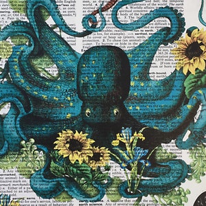 Ocean scene Upcycled Dictionary art print Octopus' Garden, Art Print of a Digital Collage, unframed image 2