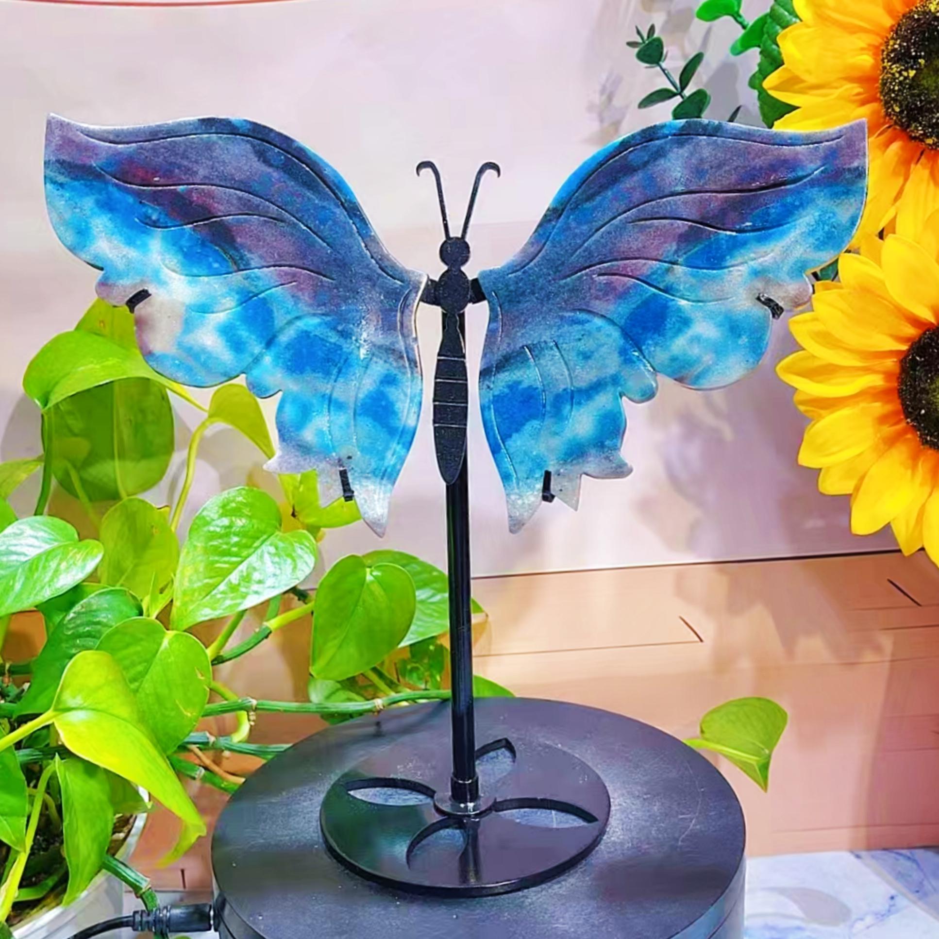 10" Natural Trolleite  Butterfly Wing,Big Crystal Wings Carving,Crystal Healing,Crystal Butterfly，Home Decor,Crystal Gifts+free Stand