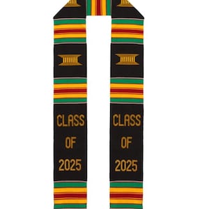 Klasa 2025 Oryginalny Kente Stole Cloth Graduation Stole Sash (Źródło z Ghany) | Symbol można zmienić