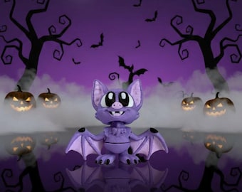 Purple Bat Figurine | 3D Printed Halloween Decor