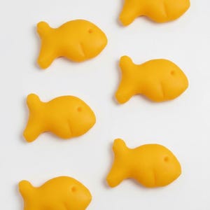Goldfish Cracker Magnets XL Size, Set of 3/6 – Whole Fish (Not Cut in Half), Embedded Magnet Design