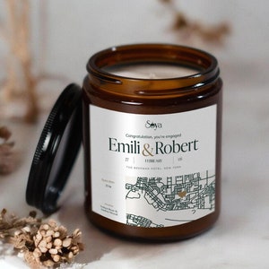 Engagement Map Gift - Engagement Gift Candle Personalized - Gift for Couple - Map of a Special Place - Personalised Map Gift