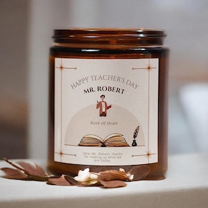 Personalised Gift For Teacher, Present for Nursery Teacher, Custom Thank You Candle for Teacher, Appreciation gift  for preschool teacher