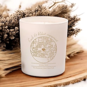 Personalized Engagement Map Gift,  Engaged candle, Candle Map for Newlyweds, Gift for Couple, Special Place Map, Custom Map Candle