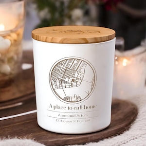 First Home Gift, Housewarming Gift Candle, Personalized Homewarming Gift, Custom Map Candle, Engraved Scented Candle, gift for couple