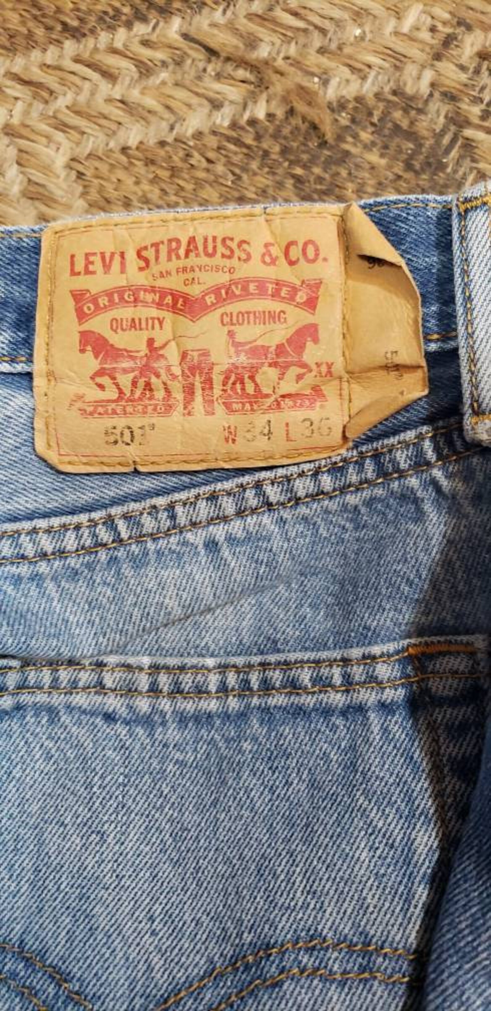 LEVIS 501 Button Fly Jeans 34 x 36 Good Used Condition | Etsy