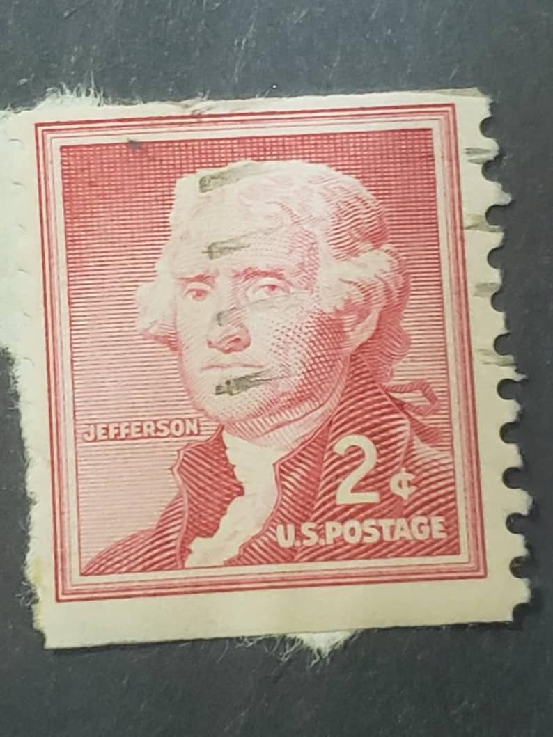 Vintage Stamp Thomas Jefferson Red 2 Cent MAY ONLY 99 Etsy