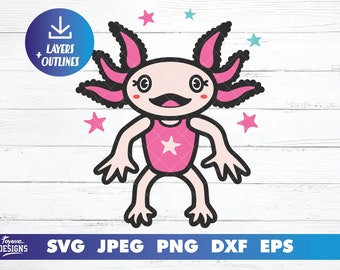 Axolotl a strati - Clipart SVG / File di taglio per Cricut (Download digitale)