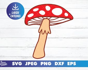 Red Mushroom Clipart, SVG, PNG, Vector (Digital Download)