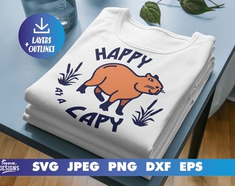 Happy as a Capy SVG Design for Cricut | Cute Capybara Clipart