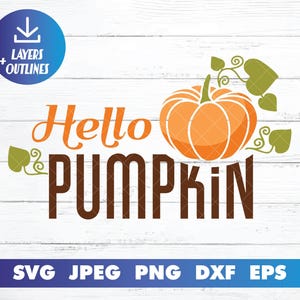 Bonjour citrouille svg | citrouille png | clipart halloween | Bonjour signe citrouille | Fichiers Svg Cricut