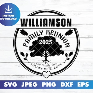 Family reunion SVG with family tree, Tree of Life, and monogram designs, perfect for Cricut and 2025 family reunion shirts