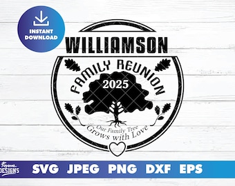 Riunione di famiglia SVG con albero genealogico, albero della vita e disegni monogramma, perfetto per Cricut e magliette per la riunione di famiglia del 2025