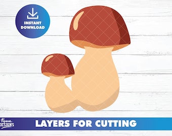 Porcini Mushroom SVG, Clipart Vector Graphics (Digital Download)