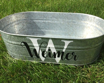 Custom Party Tub / Custom Beverage Tub / Custom Galvanized Tub / Personalized Party Tub / Housewarming Gift / Outdoor Drink Tub / mad4plaid