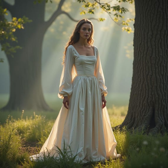 renaissance flowy dress Ivy Green Linen Corset Dress main image 0