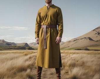 Viking Celtic Warrior Men Tunic | Norse Warrior Attire | Medieval Peasant Costume | Historical Nordic Outfit| Viking Ren Faire Shirt for him