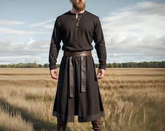 Gothic Viking Medieval Men Tunic | Warrior Outfit Nordic Celtic Men Shirt | Historical Fantasy Costume | Renaissance Fair Gift for him
