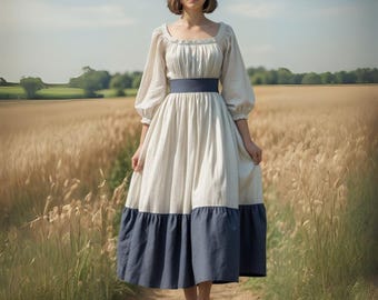School Girl Style Victorian Era Dress | Ren Fair Cottagecore Villager Gown | Renaissance Costume For Her | Vintage Country Maiden Outfit