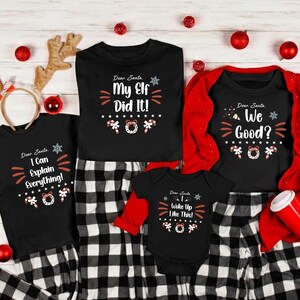 Candy Cane Wreath Dear Santa Tee, 24 Sayings or Custom Text Black Shirt, Woke Up Like This Holiday Top, Funny Family Group Christmas Gift Outfits