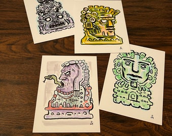 Guardians of Lightbearer (set of four Mayan-inspired marker pieces)
