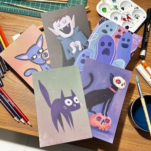 Spooky Halloween Postcard Print Set