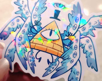Bill Cipher Sticker Rainbow Holographic Sticker Shattered Glass  All Seeing Eye Pyramid  Seraphim Angel