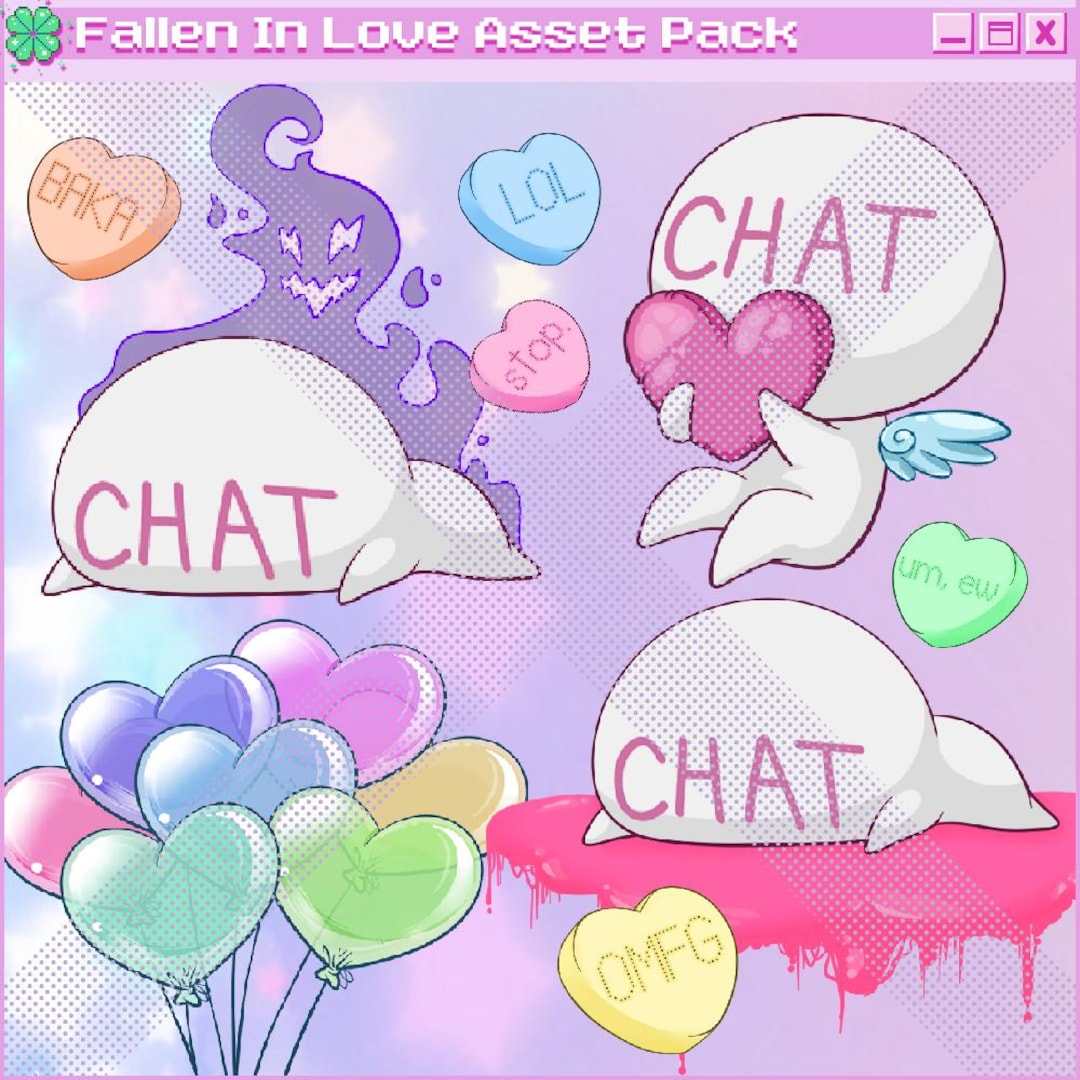 Stream Chat Fallen in Love - Avatar Assets PNG Bundle for Twitch or Discord Gaming Stream Candy Hearts Throwables Overlay Cute Valentines - Etsy